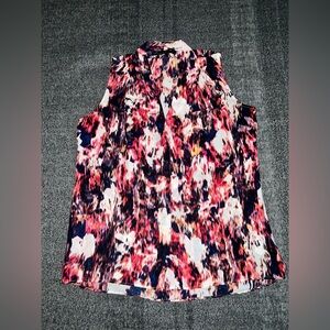 Multicolored Sleevess Tunic Casual Vacation Brunch Blouse